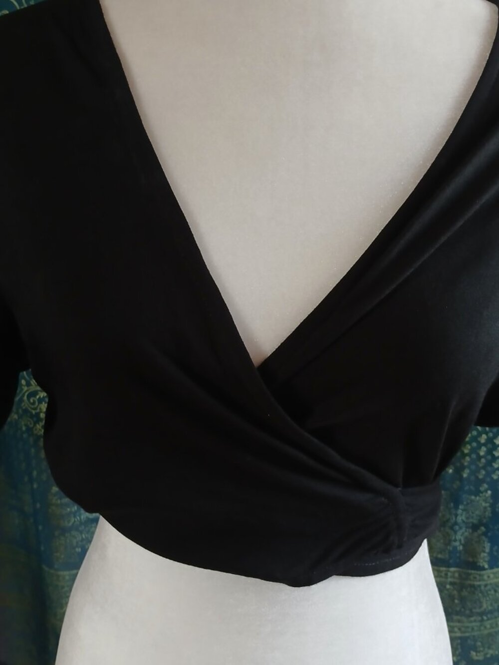 Front Tie Short Flutter Sleeve Black Summer Top